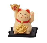 Hapivida Lucky Cat, Maneki Neko a energia solare che fa cenno al Lucky Cats Fengshui Waving Cat Gacetune Fortune Cats per arredamento per auto da casa (Giallo)