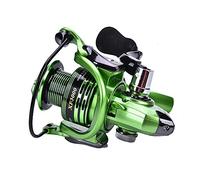 Hapivida Mulinello da pesca Spinning in metallo leggero, cuscinetto a sfere 13+1 resistente all'acqua dolce e salata, manico pieghevole regolabile per destra e sinistra, asse rinforzato lungo (verde