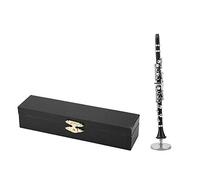 Hapivida Ornamento per Clarinetto in Miniatura, 16cm Mini Strumento Musicale in Metallo Nero con Supporto e Custodia Replica in Miniatura Modello di Casa Delle Bambole Figurina da Tavolo (#1)
