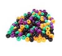 Hapivida Perline di plastica per la realizzazione di gioielli, Confezione da 1000 perline multiuso diametro 6mm in plastica, verde nero viola arancio, per braccialetti di amicizia