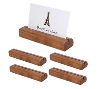 Hapivida Porta Biglietti da Visita per Scrivania, 5 Pezzi Porta Biglietti da Visita In Legno Espositore per Foto Morsetto per Appunti Ufficio Accedi Forniture per Ufficio e Casa(Colore scuro)