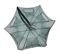 Hapivida Rete da Pesca Automatica, Trappola per Granchi Piegevole in Nylon con 6/12 Fori, Design Robusto per Cattura Gamberi, Aragoste e Piccoli Pesci (6 buche)