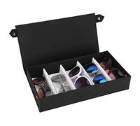 Hapivida Scatola per Occhiali da Sole, 32 x 17 x 6 cm Portaocchiali con 5 Scomparti Nero Porta Espositore per Occhiali Multiplo per Gioielli e Comò, Armadio, Viaggio