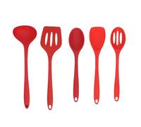 Hapivida Set 5 Utensili Silicone Termoresistente | Set Da 5 Utensili In Silicone Rosso Con Foro Per Appendere In
