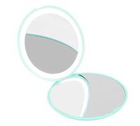 Hapivida Specchio Ingranditore Compatto, Portatile Pieghevole Ingrandimento 1X/10X Specchio da Viaggio Ingranditore LED Specchio per Trucco Piccolo Portatile per Borsa(Verde)