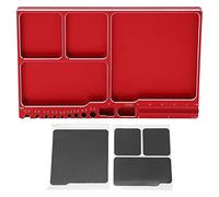Hapivida Vassoio Magnetico per Viti in Lega di Alluminio, Design Magnetizzato per Organizzare Utensili e Dadi, Dimensione Compatta con Base Magnetica per Riparazione RC Veicoli Eli (Rosso)