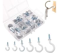HaploS 70pcs Bianco Ganci a Vite Ganci Bianco al Soffitto, In 6 Diverse Dimensioni Ganci Avvitabili in Acciaio Rivestito in Plastica, I Sono Versatili Giardini e Uffici