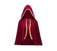 HAPNBCELE Cappuccetto rosso da donna abbinato a un mantello è perfetto per Halloween e giochi di ruolo, con un mantello da equitazione in velluto rosso con cappuccio da favola (rosso scuro, 50 cm)