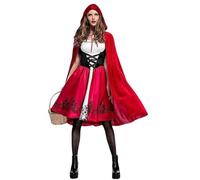 HAPNBCELE Costume da Cappuccetto Rosso da donna, esclusivo mantello e vestito, per cosplay di Halloween e feste (Cappuccetto rosso piccolo, classico, XL