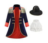 HAPNBCELE Costume da Napoleone per bambini, 3 pezzi, completo storico autentico per bambini, perfetto per Halloween e feste in maschera, colore blu, 2XL