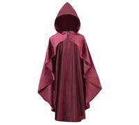 HAPNBCELE Mantello da donna in velluto con cappuccio, rinascimentale medievale con cappuccio, mantello per Halloween, con chiusura ad anello in metallo (rosso cavo, 90 cm)