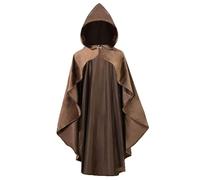 HAPNBCELE Mantello da donna in velluto con cappuccio, rinascimentale medievale con cappuccio, mantello per Halloween, con chiusura ad anello in metallo (marrone cavo, 100 cm)