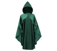 HAPNBCELE Mantello da donna in velluto con cappuccio, rinascimentale medievale con cappuccio, mantello per Halloween, con chiusura ad anello in metallo (verde cavo, 90 cm)