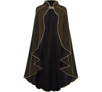 HAPNBCELE Mantello da donna in velluto con cappuccio, stile rinascimentale medievale, con cappuccio, mantello per Halloween, con chiusura ad anello in metallo (marrone arricciato, 110 cm)