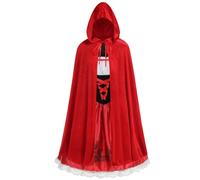HAPNBCELE Mantello in velluto per adulti, Cappuccetto Rosso, per cosplay, incantevole Halloween e costumi teatrali (versione classica aggiornata, L)