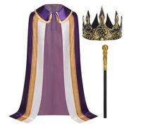 HAPNBCELE Mantello per adulti per il re medievale, elegante Halloween (mantello viola del principe coronato, 170 cm