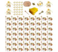 Hapneyea 60 pack barattoli di miele di vetro, 1.5 oz vasi di miele esagonali, Con Dippers, ciondoli di api, sacchetti regalo, carta, jute e adesivi - ideali per bomboniere battesimo, matrimoni e feste