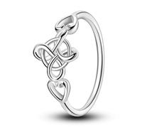 Hapour Anello da donna in argento Sterling 925, splendido anello con nodo celtico, impilabile, per donne, come regalo, misura 11/2 - S, Metallo, Non pietra preziosa