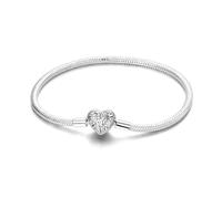 Hapour Bracciale con ciondoli da donna in argento sterling, chiusura a cuore con catena a forma di serpente, compatibile con ciondoli Pandora, regalo per lei