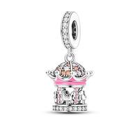 Hapour Ciondolo a forma di cavallo da giostra collane con bracciali, ciondoli da viaggio in argento sterling 925 con piccole pietre preziose, perline pendenti pendenti regalo per donna lei