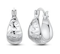 Hapour Orecchini a cerchio in argento Sterling martellato da donna, ipoallergenici, spessi e leggeri, orecchini a cerchio per tutti i giorni