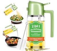 Hapoyxm Spruzzino Olio 2 in 1, Spruzzatore Olio per Friggitrice ad Aria, Bottiglia Olio da 470ml con Pennello, Spray Olio per Cucina, Grigliate, Insalate e Dolci (Verde)