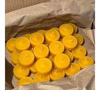 HappBee® 30 lumini di cera d'api naturale giallo miele | puro e naturale | Fabbricazione a mano | Confezione rispettosa dell'ambiente