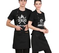 Happenings Grembiule Personalizzato con Nome - Master Chef - Barbecue Regali BBQ Papà Maestro Di Griglia - Universale - 3 tasche - Personalizzato (Nero)
