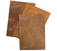 HAPPER STUDIO Pelle bovina, spessore 2 mm, pull up, Crazy Horse, pelle cerata, formato A4 x 3 pezzi (colori mix marrone chiaro)