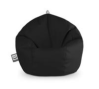 Happers Pouf Bambini Poltrona Morbida a Sacco per Sedersi con Imbottitura Puff per Gioco Relax Lettura Puffo Interno Ecopelle Quotidiano di lunga Durata Nero