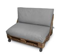Happers Set Cuscini per Pallet da Esterno 120x80 + 120x45 cm Grigio Chiaro Naylim Mate Cotone Antimacchia Sfoderabile Lavabile Divano Bancali Patio Relax