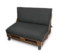 Happers Set Cuscini per Pallet da Esterno 120x80 + 120x45 cm Grigio Naylim Mate Cotone Antimacchia Sfoderabile Lavabile Divano Bancali Patio Relax Outdoor