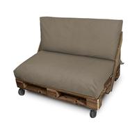 Happers Set Cuscini per Pallet da Esterno 120x80 + 120x45 cm Sabbia Naylim Mate Cotone Antimacchia Sfoderabile Lavabile per Divano Bancali Giardino Patio Relax Outdoor