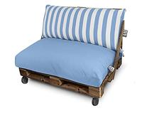 Happers Set Cuscini per Pallet da Esterno 120x80 cm + 120x45 cm Seduta e Schienale Tessuto Antimacchia Sfoderabile Lavabile in Lavatrice per Divano Pallet Blu Cielo