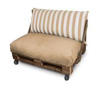 Happers Set Cuscini per Pallet da Esterno 120x80 cm + 120x45 cm Seduta e Schienale Tessuto Antimacchia Sfoderabile Lavabile in Lavatrice per Divano Pallet Giardino Patio Ecru