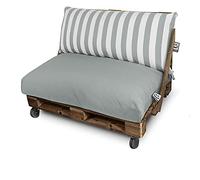 Happers Set Cuscini per Pallet da Esterno 120x80 cm + 120x45 cm Seduta e Schienale Tessuto Antimacchia Sfoderabile Lavabile in Lavatrice per Divano Pallet Giardino Patio Grigio