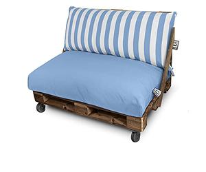 Happers Set Cuscini per Pallet da Esterno 120x80 cm + 120x45 cm Seduta e Schienale Tessuto Antimacchia Sfoderabile Lavabile in Lavatrice per Divano Pallet Blu Cielo