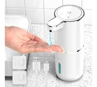 HAPPHOOH Dispenser Sapone Automatico, 380 ml Dispenser Sapone Bagno con Sensore di Movimento Infrarossi, Parete, Ricaricabile Tramite USB, Impermeabile IPX5, Adatto per Cucina, Bagno