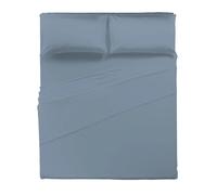 HAPPIDEA COMPLETO LETTO MATRIMONIALE AZZURRO POLVERE 100% COTONE