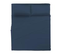 HAPPIDEA COMPLETO LETTO MATRIMONIALE BLU PROFONDO 100% COTONE