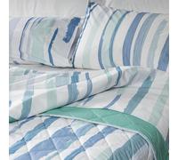 Happidea - Lenzuola Completo Letto, 100% Cotone, Singolo, Righe, Made in Italy, Federe, Lenzuolo Sopra, Lenzuolo con Angoli Elastici, Disegno Onda