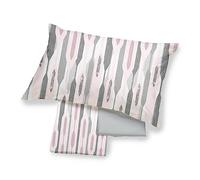 Happidea - Lenzuola Completo Letto, Cotone Caldo Invernale 100% Flanella, Piazza e Mezza, geometrico, Prodotto in Italia, Federe, Lenzuolo Sopra, Lenzuolo Sotto, Disegno Smirne Rosa