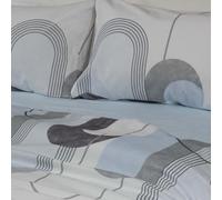 Happidea - Lenzuola Completo Letto, Cotone Caldo Invernale 100% Flanella, Singolo, geometrico, Prodotto in Italia, Federe, Lenzuolo Sopra, Lenzuolo Sotto, Disegno Zen Grigio