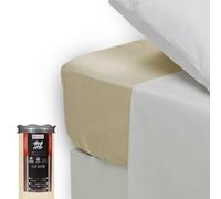 Happidea - Lenzuolo con Angoli Elastici, 100% Cotone, Tinta Unita, Made in Italy, Matrimoniale, 175x200 Altezza Max 25, Pack Barattolo Riutilizzabile, Naturale Avorio