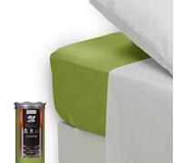 Happidea - Lenzuolo con Angoli Elastici, 100% Cotone, Tinta Unita, Made in Italy, Matrimoniale, 175x200 Altezza Max 25, Pack Barattolo Riutilizzabile, Verde