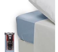 Happidea - Lenzuolo con Angoli Elastici, 100% Cotone, Tinta Unita, Made in Italy, Matrimoniale, 175x200 Altezza Max 25, Pack Barattolo Riutilizzabile, Blu Azzurro