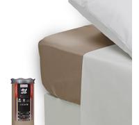 Happidea - Lenzuolo con Angoli Elastici, 100% Cotone, Tinta Unita, Made in Italy, Singolo, 90x200 Altezza Max 25, Pack Barattolo Riutilizzabile, Naturale Biscotto
