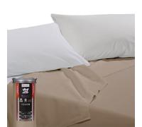 Happidea - Lenzuolo Sopra Piano, 100% Cotone, Tinta Unita, Made in Italy, Pack Barattolo Riutilizzabile, Lenzuolo Sopra 250x290, Matrimoniale Naturale Biscotto