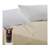 Happidea - Lenzuolo Sopra Piano, 100% Cotone, Tinta Unita, Made in Italy, Pack Barattolo Riutilizzabile, Singolo, 160x290, Naturale Avorio