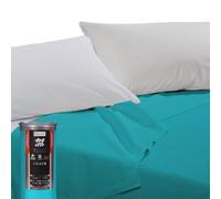 Happidea - Lenzuolo Sopra Piano, 100% Cotone, Tinta Unita, Made in Italy, Pack Barattolo Riutilizzabile, Singolo, 160x290, Blu Turchese